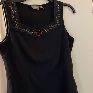 Croft & Barrow Embellished Black Sleeveless Tank